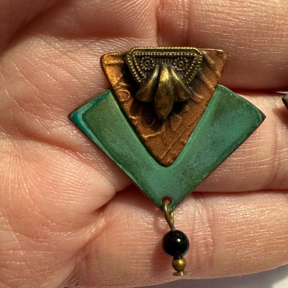 EUC Pierced Earrings, art deco vibe. - Picture 2 of 5